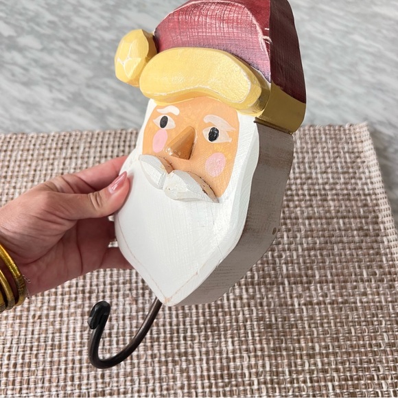 Holiday Wooden Santa Claus Wall Hook 10” - Picture 2 of 6